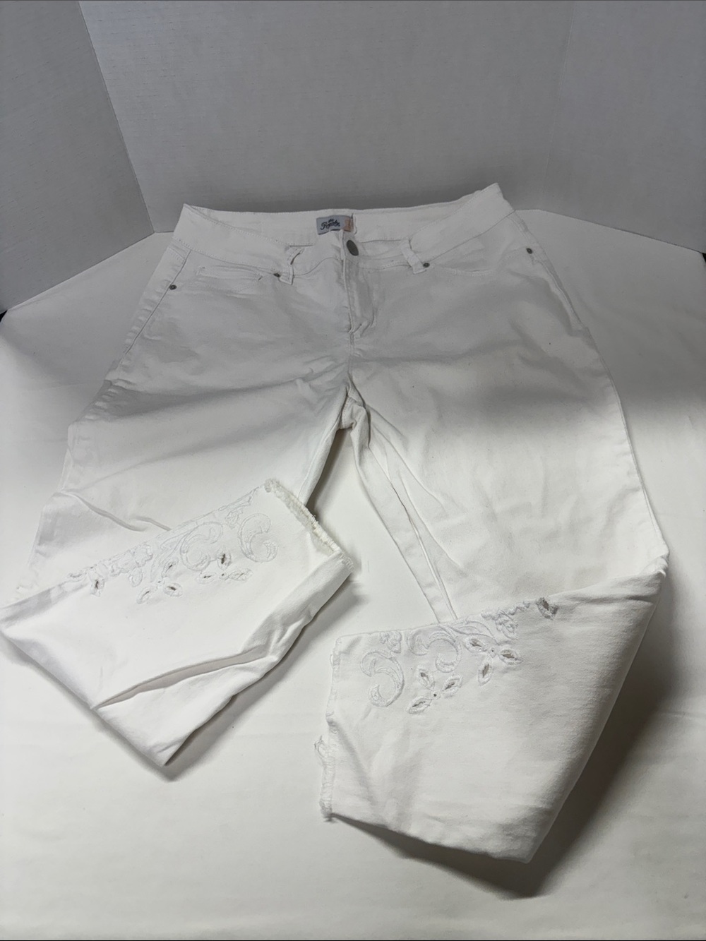 Royalty For Me White Embroidered Cropped Jeans